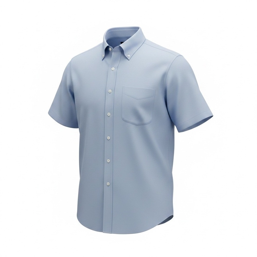 Brooks Brothers Mens 16.5 Classic Non-Iron Supima Cotton Short Sleeve Shirt Blue